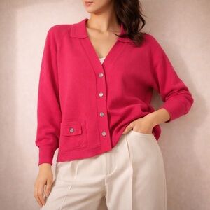 Vintage Gina Teresa 50's 60's Wool Cardigan Sweater Pink Retro Sz Small Medium